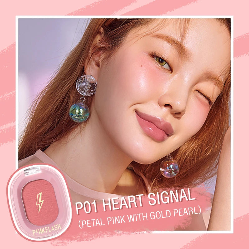 PINKFLASH Makeup Blush Matte Sun-Finish Long Lasting Face Blusher Contour Powder Beauty Peach Pink Korean Makeup Blush