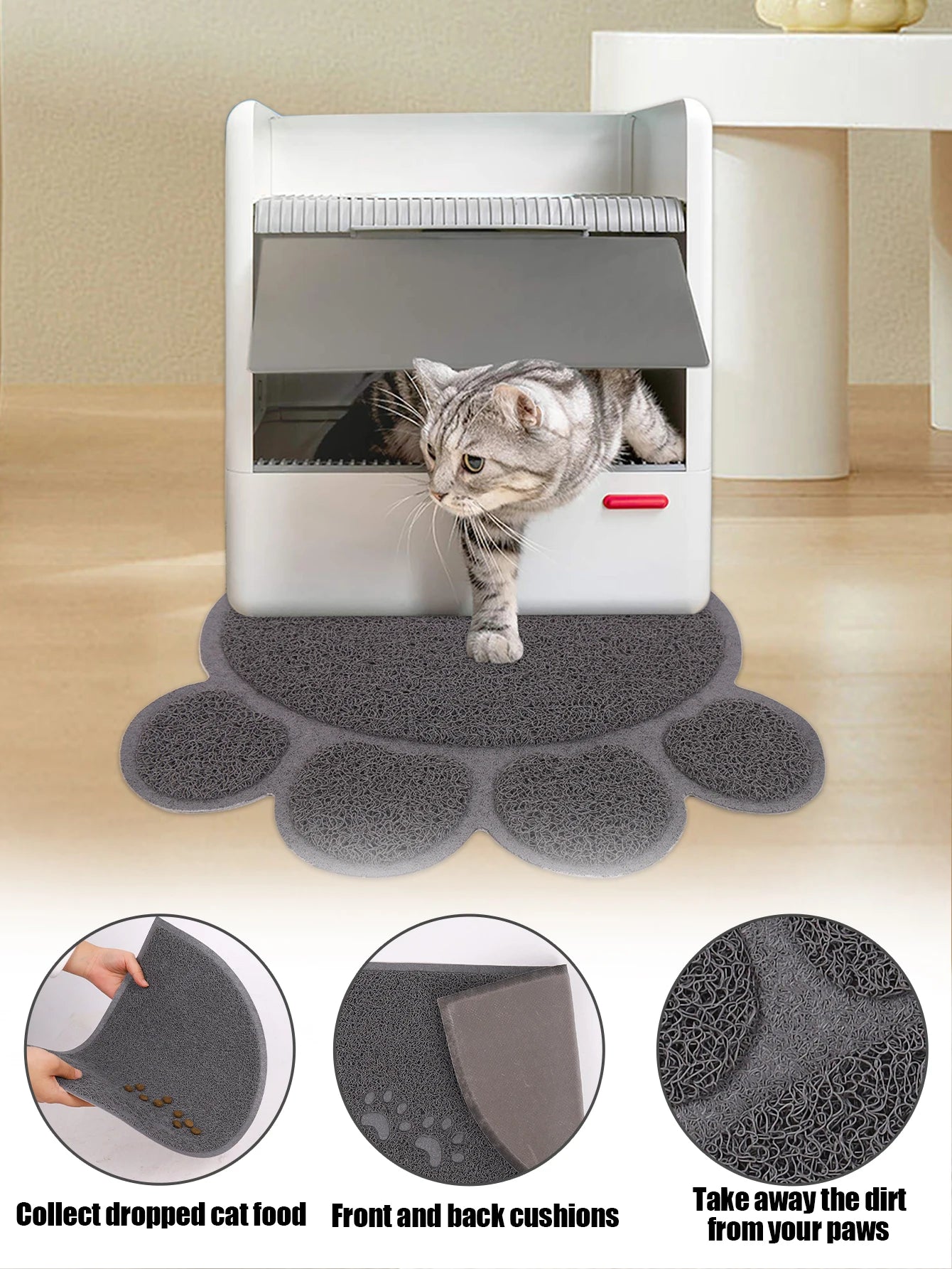 A cat claw shape waterproof pet cat and dog feeding mat, non-slip cat food mat, dog water bowl mat for indoor use