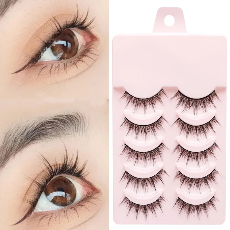 New 5 Pairs Manga Lashe Soft Natural Eyelashes Thick False Eyelashes Demon Eyelashes Daily Dating Makeup Eyelashes Lashes Wispy