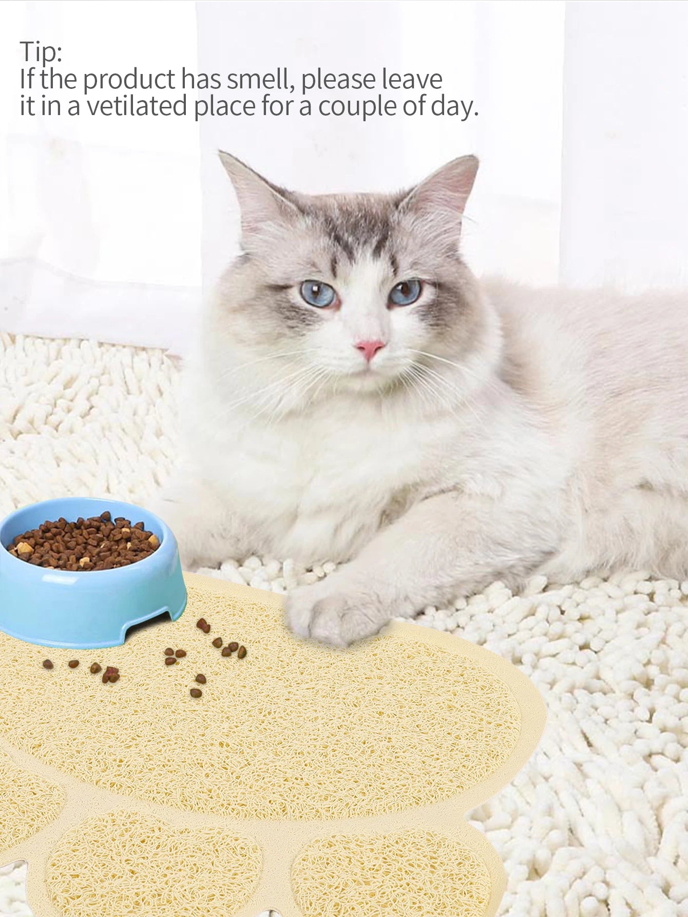 A cat claw shape waterproof pet cat and dog feeding mat, non-slip cat food mat, dog water bowl mat for indoor use