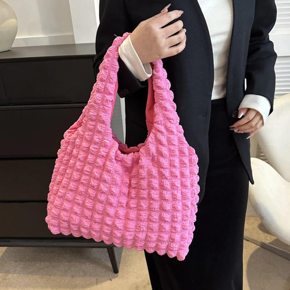 Elegant Handbag Pleated Cloud Bag Female Candy Color Large Capacity Shoulder Bag Handbags Shopping Girls Pouch Tote Bolsas