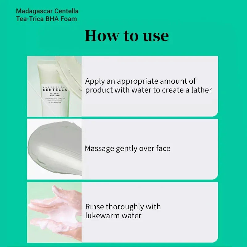 Korean Centella Tea-Trica BHA Foam Cleanser Purifying Toner Face Ampoule Serum and B5 Cream Relief Skincare Beauty Products Set