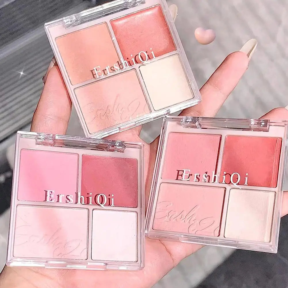 4 Colors Concealer Blush Cream Matte Highlight Contour Makeup All-in-one Palette Rose Hawthorn Cheek Tint Blusher Powder Makeup