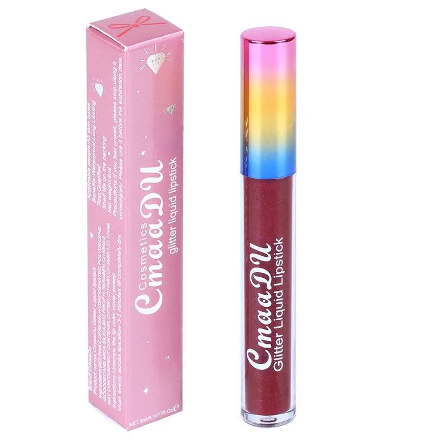 Pearlescent Diamond Lip Gloss Nude Candy Metal Glitter Liquid Lipstick Lips Moisturizer Cosmetics Metallic Shine Lipgloss