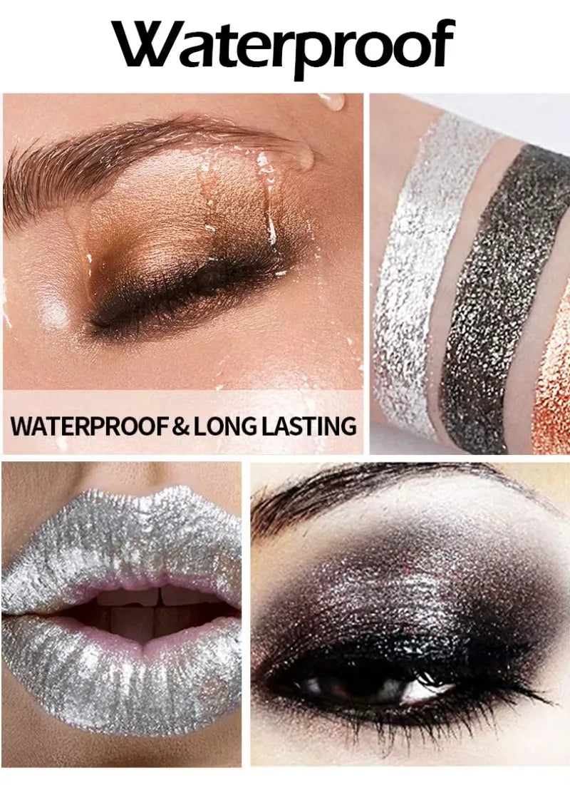Fit Colors 3 Sections Smoky Eye Water Eyeshadow Diamond Liquid Pearl Shimmer Eye Shadow Liquid Lip Dye