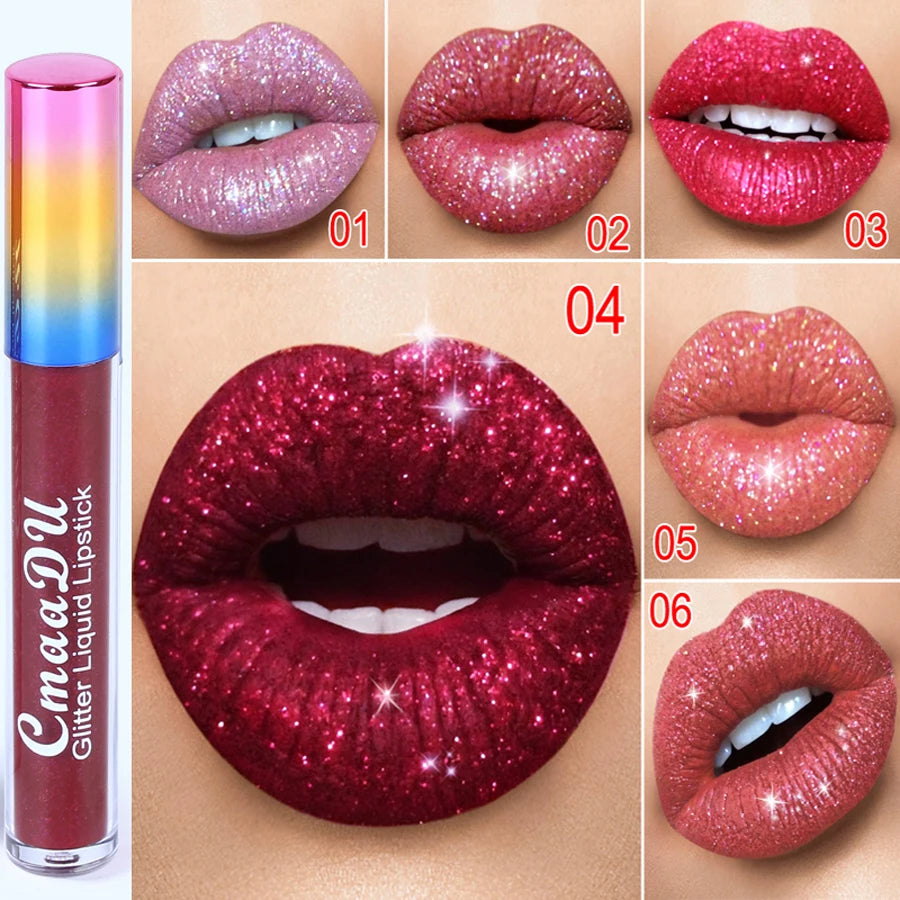 Pearlescent Diamond Lip Gloss Nude Candy Metal Glitter Liquid Lipstick Lips Moisturizer Cosmetics Metallic Shine Lipgloss