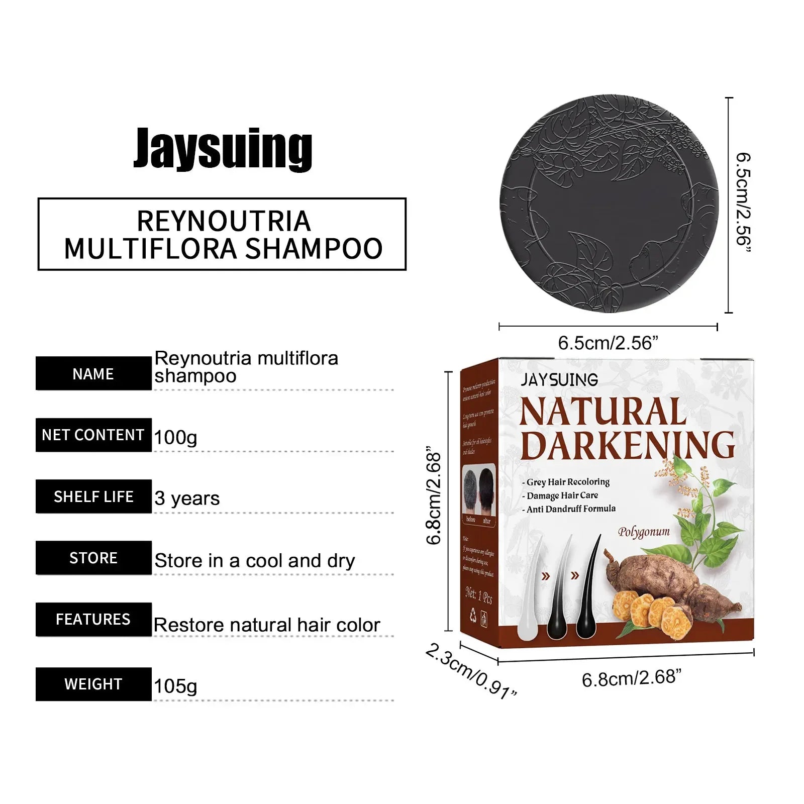 Gray White Hair Shampoo Soap Bar Polygonum Organic Darkening Color Dye Treatments Dandruff Removal Anti Gray Hair Shampoo Bar