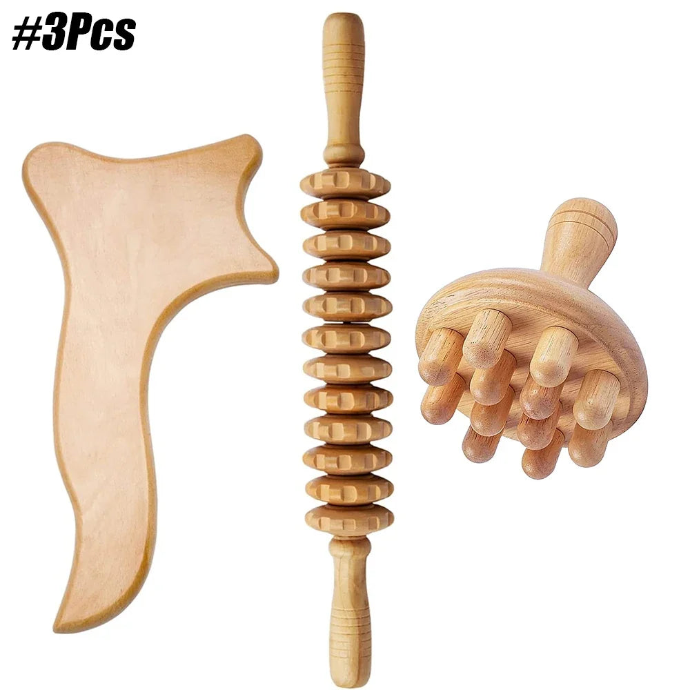 Wood Therapy Massage Roller Stick Wood Massage Cup Wooden Lymphatic Drainage Gua Sha Tool Body Shaping Muscle Massage Relaxation