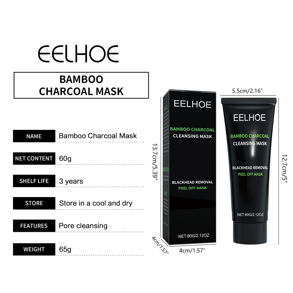 EELHOE Bamboo Charcoal Mask Blackhead Remover Deep Cleansing Shrink Pores Skin Tightening Rejuvenate the Face Tear Peel off Mask