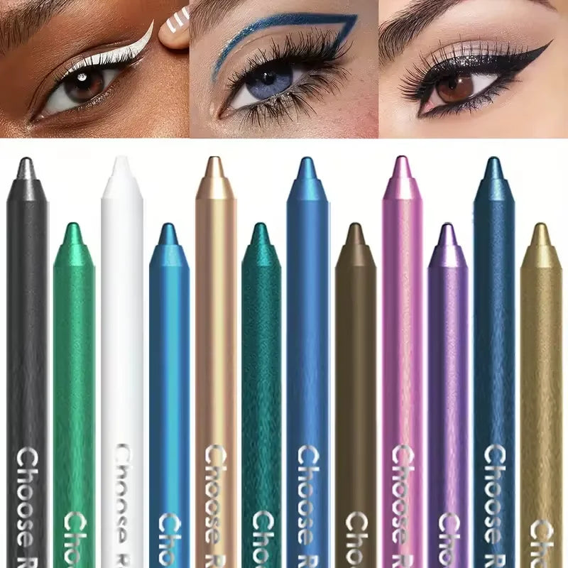 12 Colors Set Glitter&Shimmer  eyeshadow Eyeliner Stick Pack Wearing Smooth Application Versatile Halloween Activity Makeup Pens