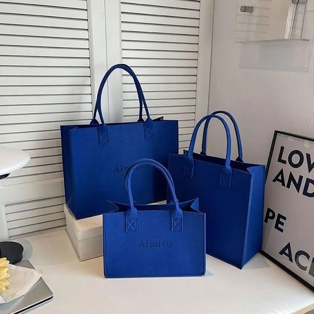 S/M/L Women Korean Simple Felt Shoulder Bag Fashion Solid Color Messenger Bag Handbag Large Capacity Travel Casual Crossbody Bag