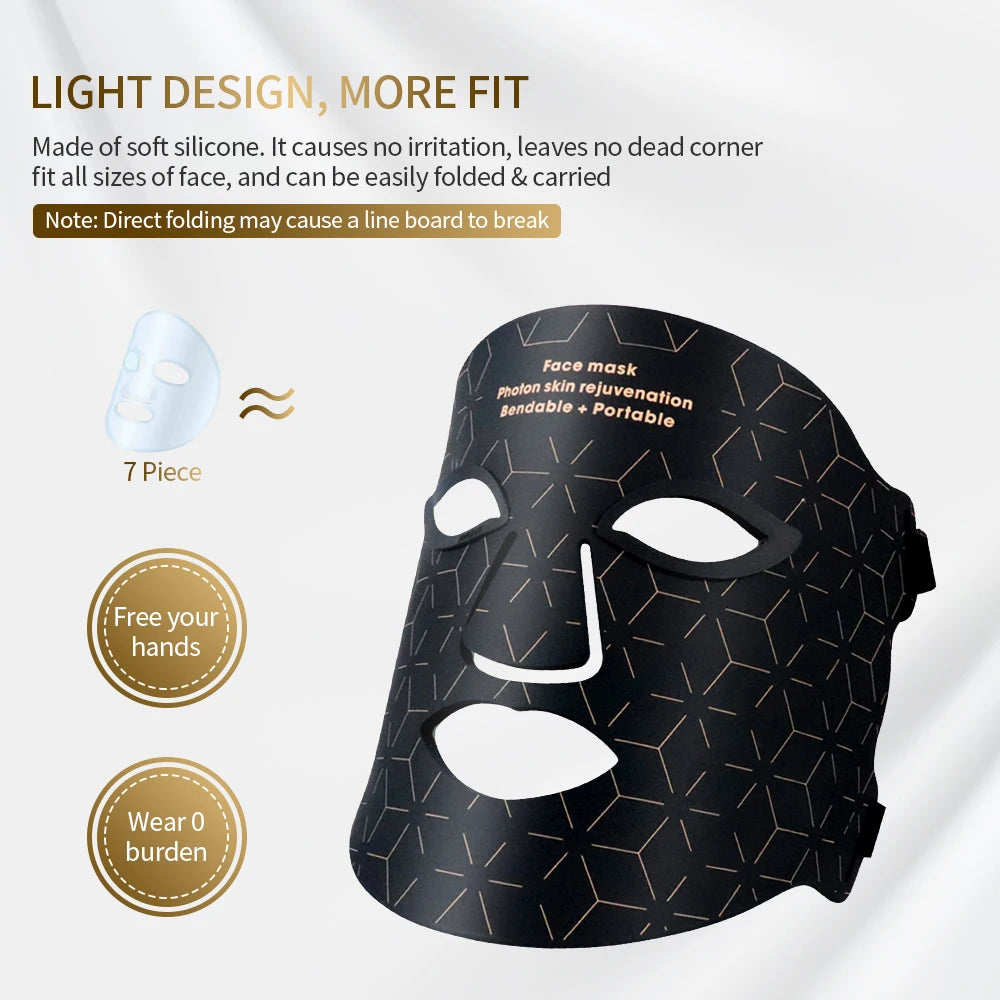 Silicone LED Mask Face With Neck 4 Colors LED Light Photon Infrared Therapy Flexible Facial Mask Repair Skin Brighten Skin Tone