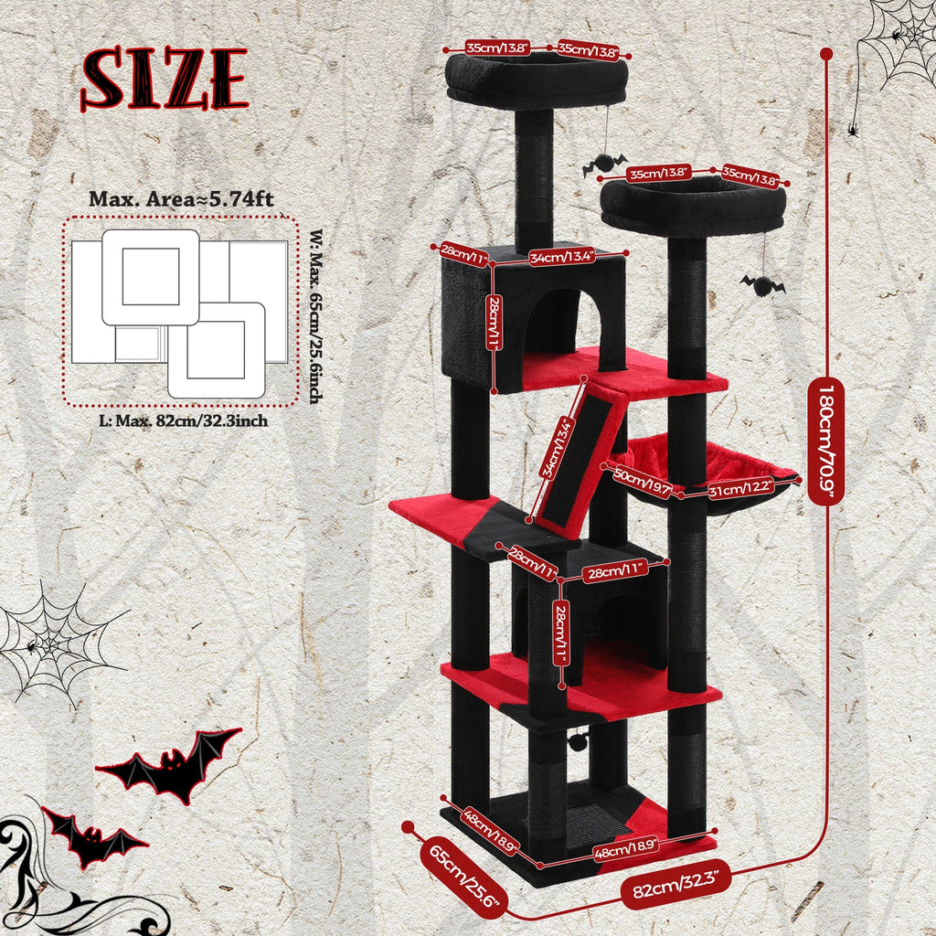 Multi-Level Cat Tree with Scratching Posts, Cozy Condo, Hammock, Large Cat Tower for Indoor Cats, Cat Scratching Board, Cat Toys