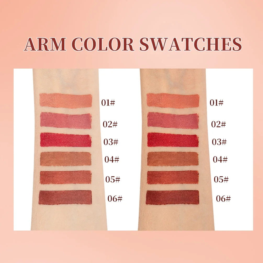 QIBEST 6 Color Matte Lipliner Lipstick Waterproof Lip Stain Lipstick Natural Nude Pink Lip Liner Outline Lips Contour Makeup