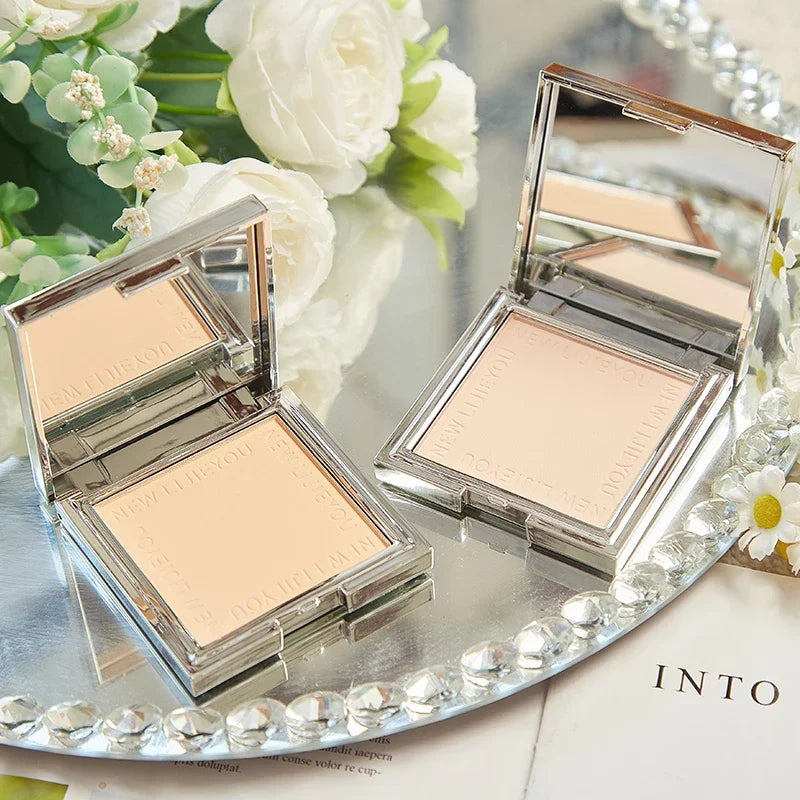 Waterproof powder with mirror, durable makeup, full face coverage, compact powder, cosmetics base, 3 colors