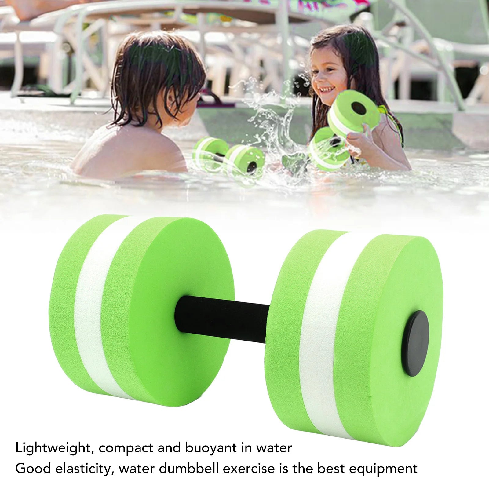 2pcs EVA Water Foam Floating Dumbbell Swimming Pool Water Weight Aerobics Automatic Float Barbell Swim Fitness Dumbbell