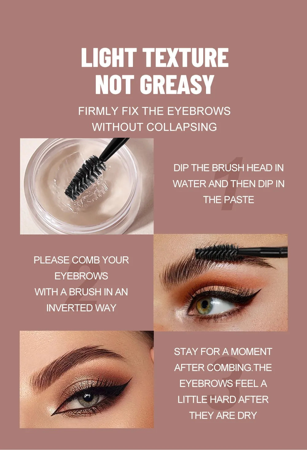 Long Lasting Eyebrow Styling Wax Soap with Brush Waterproof Gel Texture Transparent Coffee Brown Eye Brow Tint Cosmetics Makeup