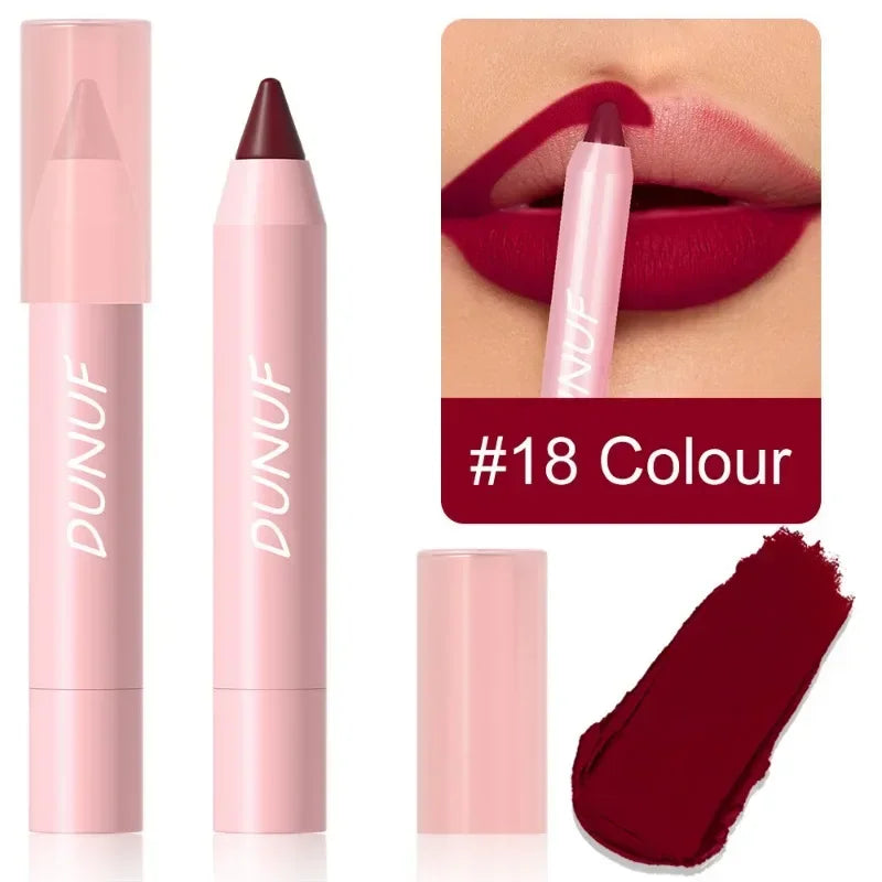 Sexy Dark Red Brown Lipstick Pencil Matte 18 Colors Lip Liner Crayons Rich Full Color Lip Tint Silky Natural Creamy Texture Pen