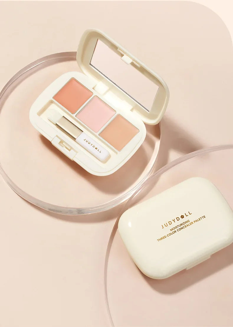 Judydoll Three-Color Concealer Palette Blemishes Spots Acne scars Covering Tear troughs Filling