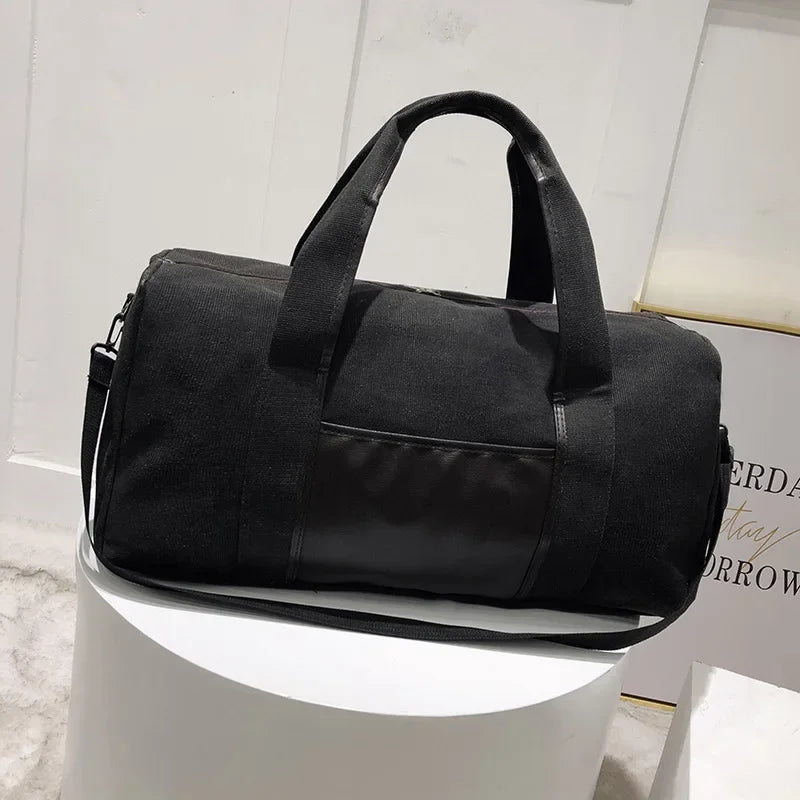 Canvas Simple Travel Luggage Handbags Solid Durable Duffel Shoulder Bags Crossbody Weekend Carry Organizer for Men Women