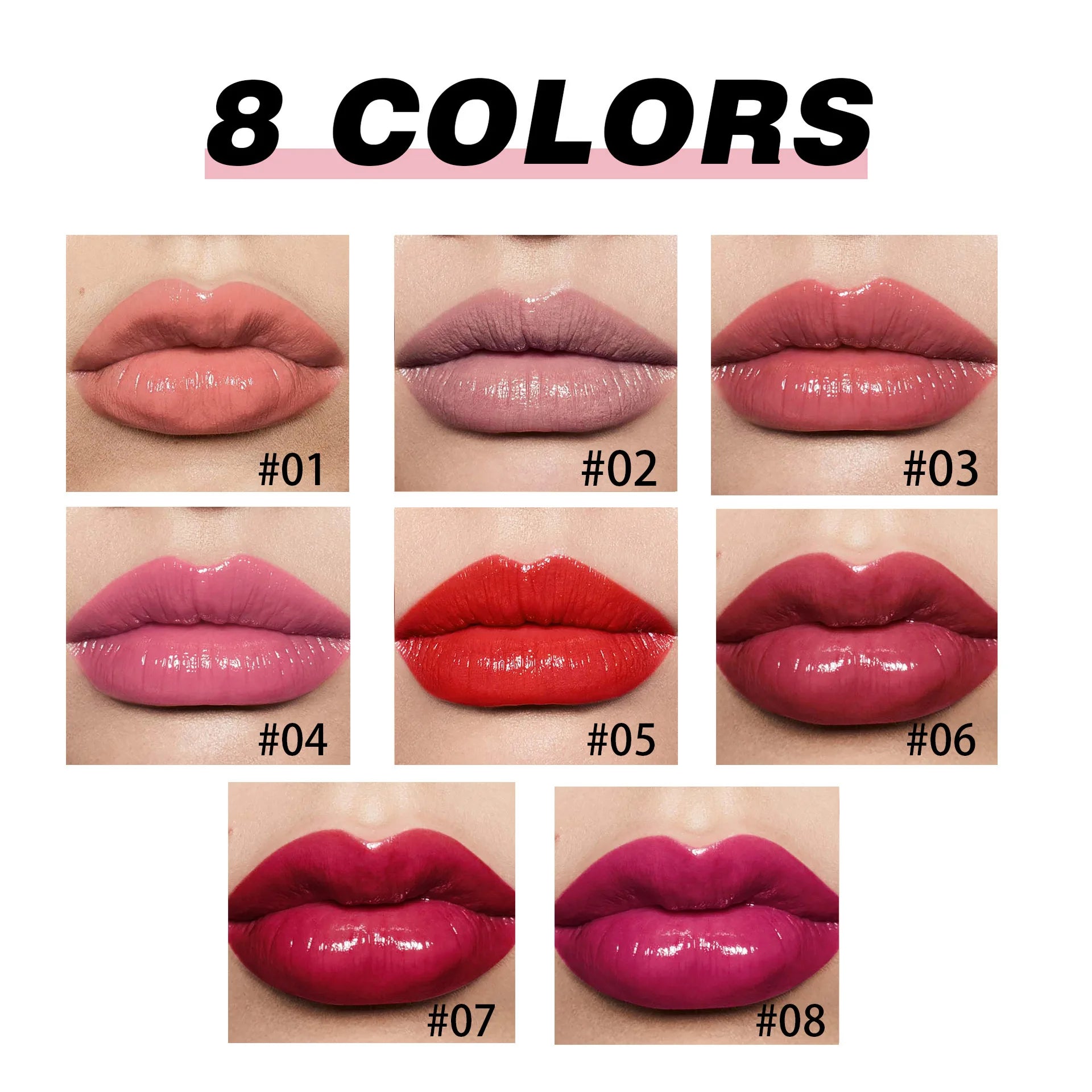 HANDAIYAN 8-color hydrating mirror color pressed lipstick pencil pearl long-lasting moisturizing hydrating lipstick pen