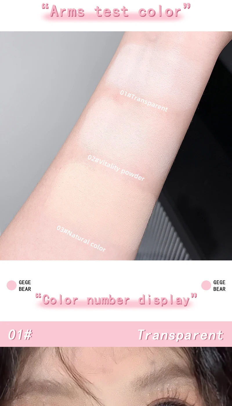 Gegebear Soft Focus Lightweight Setting Powder -,Long-Lasting Formula with Non-Cakey Finish, Perfect for Students and Daily Use