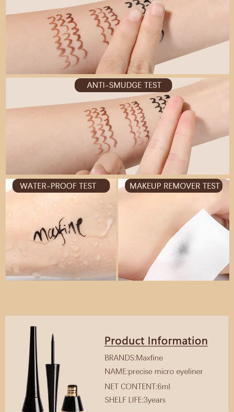 Waterproof Eyeliner Pen Quick-dry Permanent Stain-free Matte Smooth Ultra-fine Liquid Touch-up Eyeliner Cosmetics
