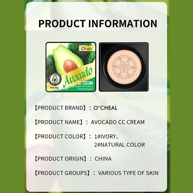 Mushroom Head Air Cushion CC Cream Foundation Concealer Oil-control BB Cream Whitening Face Base Makeup Cosmetics Moisturizing