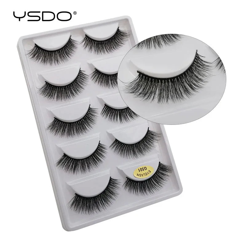 YSDO 5 pairs eyelashes makeup mink strip lashes dramatic eyelashes faux cils natural false eyelashes extension 3d mink eyelashes
