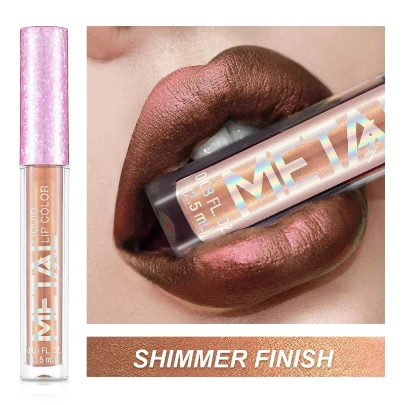 Waterproof Pearl Matte Lipstick Long Lasting Non-Stick Cup Lip Glaze Shimmer Glitter Metallic Lip Gloss Lips Makeup Cosmetics