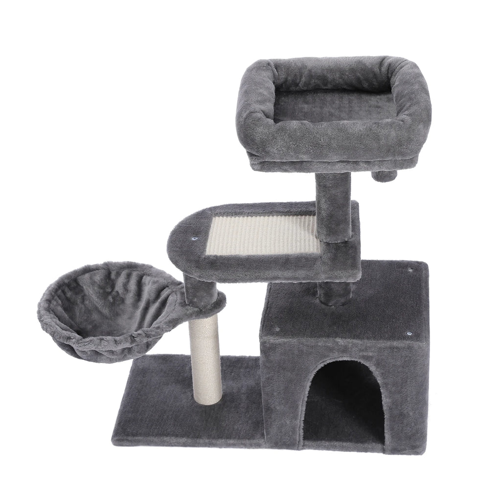 Cat Tree for Small Indoor Cats, Plush Cat Tower with Large Cat Condo, Deep Hammock and Sisal Cat Scratching Post for Kittens
