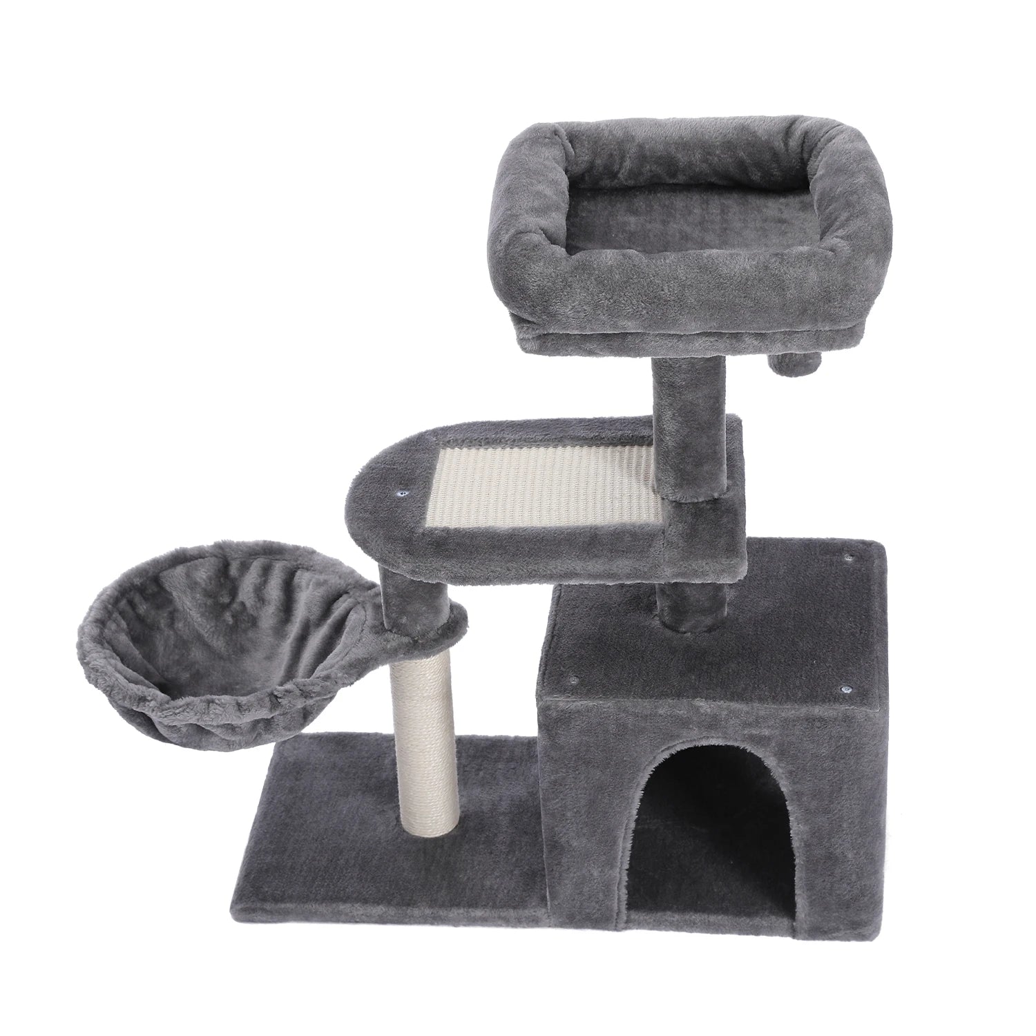 Cat Tree for Small Indoor Cats, Plush Cat Tower with Large Cat Condo, Deep Hammock and Sisal Cat Scratching Post for Kittens