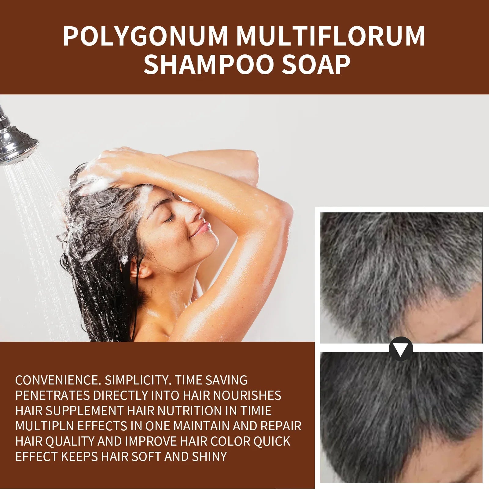 Gray White Hair Shampoo Soap Bar Polygonum Organic Darkening Color Dye Treatments Dandruff Removal Anti Gray Hair Shampoo Bar