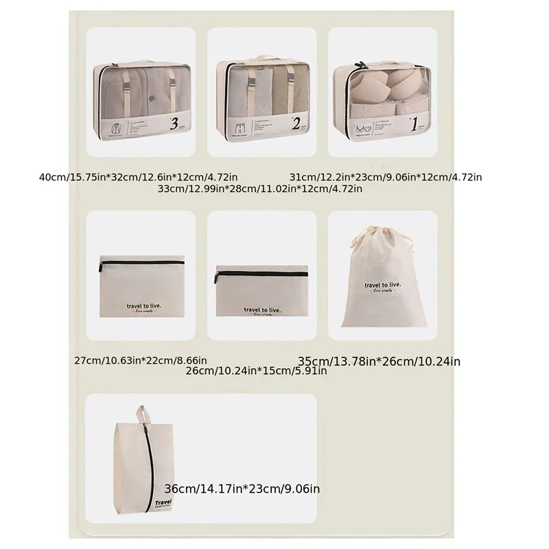 7Pcs/Set Travel Bags New Large Capacity Storage Organizer Suitcase Packing for Portable Clothes Underwear Cosmetic Travel Bag