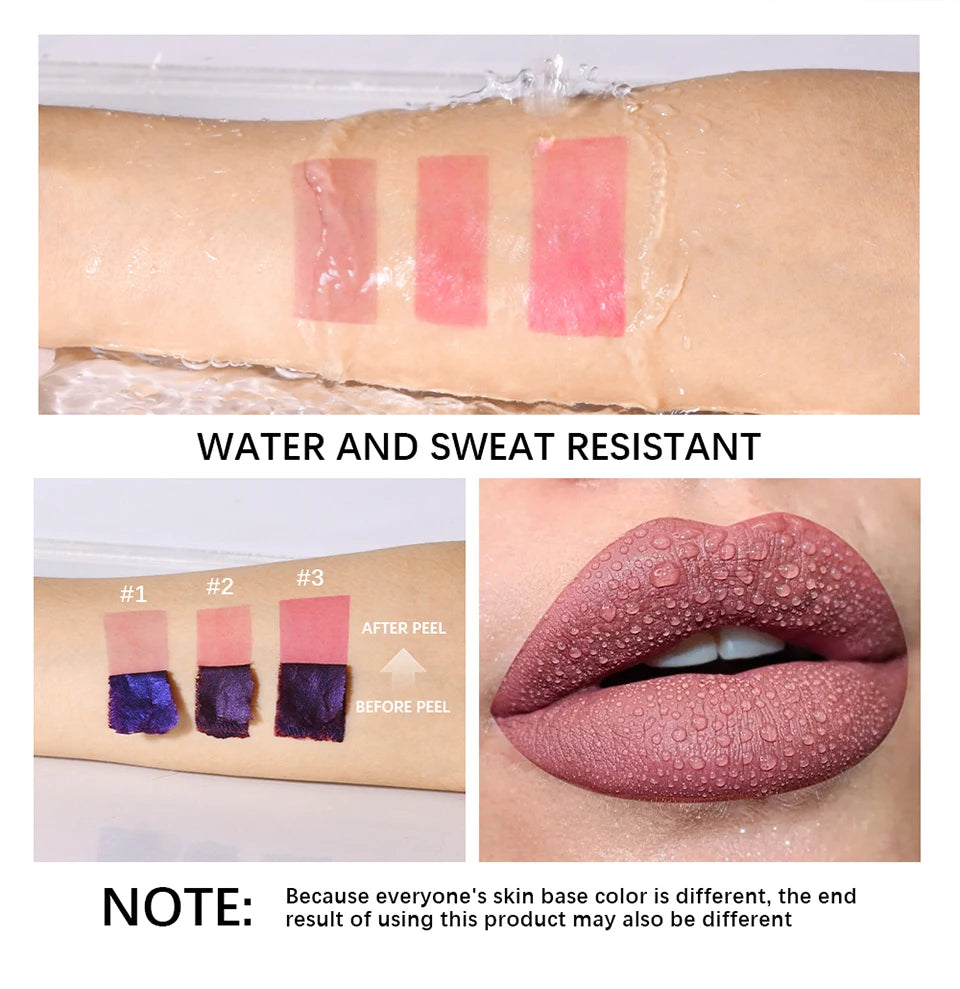 3 Colors Waterproof Peel-off Liquid Lipstick Lasting Moisturizer Lip Gloss No Fading Sexy Lip Gloss Tattoo Dyed Lip Cosmetics