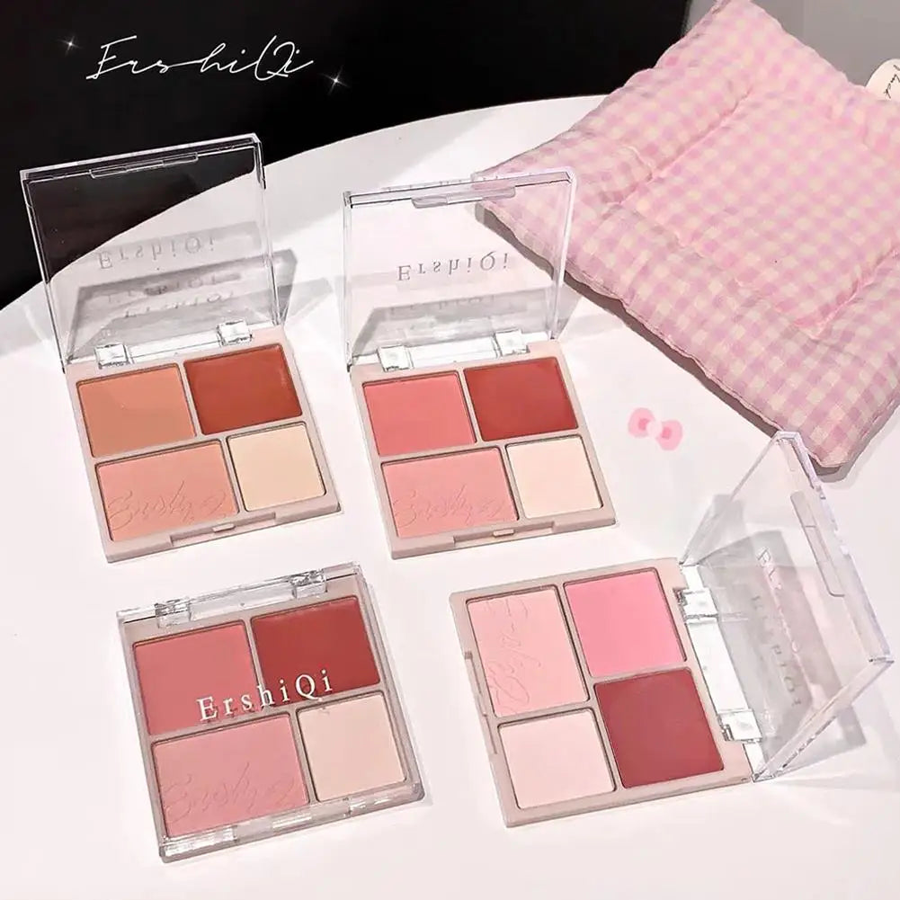 4 Colors Concealer Blush Cream Matte Highlight Contour Makeup All-in-one Palette Rose Hawthorn Cheek Tint Blusher Powder Makeup