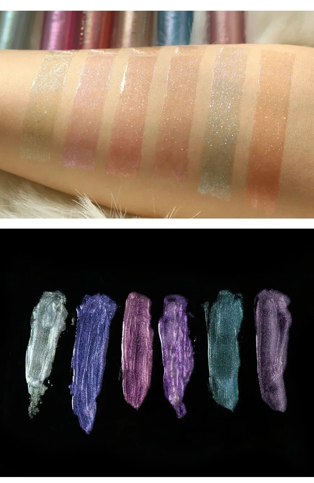 6 Colors Glitter Liquid Lip Gloss Tint Laser Holographic Lipstick Mermaid Glitter Lip Gloss Not Fading Lasting Lip Tint Cosmetic