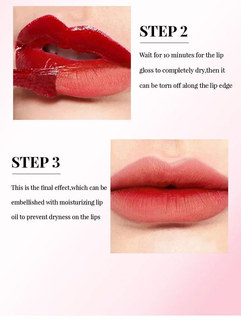 Peel Off Lipstick Matte Pink Tattoo Lip Gloss Waterproof Lipliner Long Lasting Matte Brown Lip Tint Tear-off Lip Stain Cosmetics