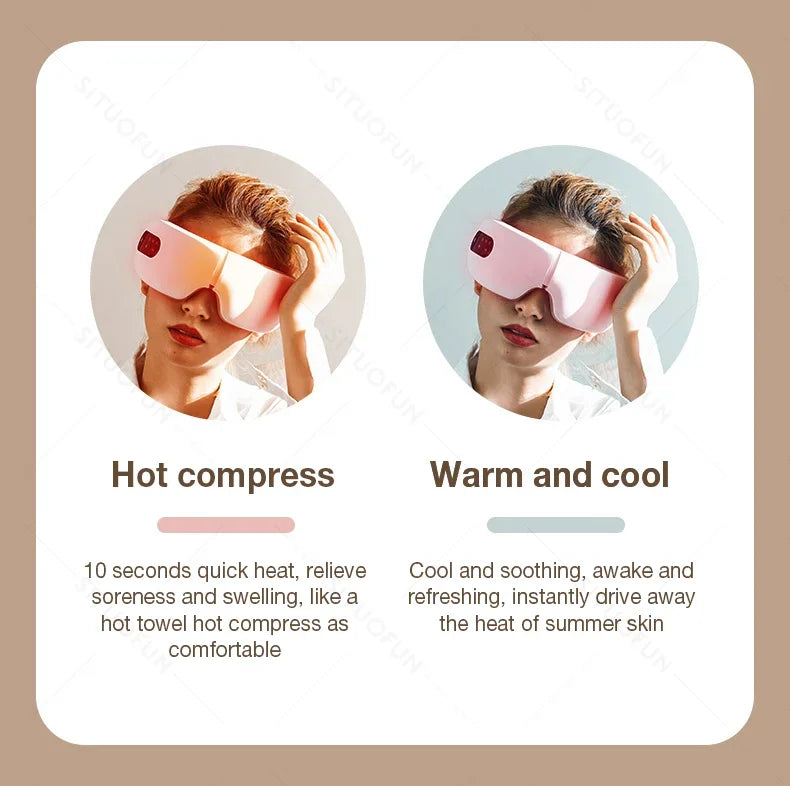MUKASI Eye Massager with Vibration Bluetooth Music, Smart Massage Eye Mask for Eye Relax, Reduce Eye Strain, Improve Sleep
