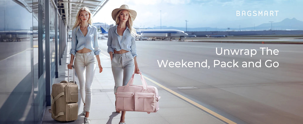 BAGSMART Rolling Duffle Bag with Wheels Waterproof Women's High-Quality Boston Bag Carry-On Suitcase for Travel Essentials