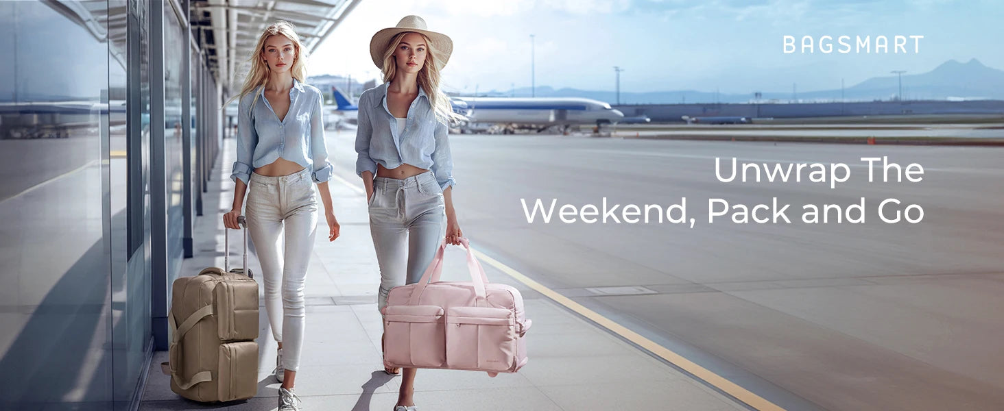 BAGSMART Rolling Duffle Bag with Wheels Waterproof Women's High-Quality Boston Bag Carry-On Suitcase for Travel Essentials