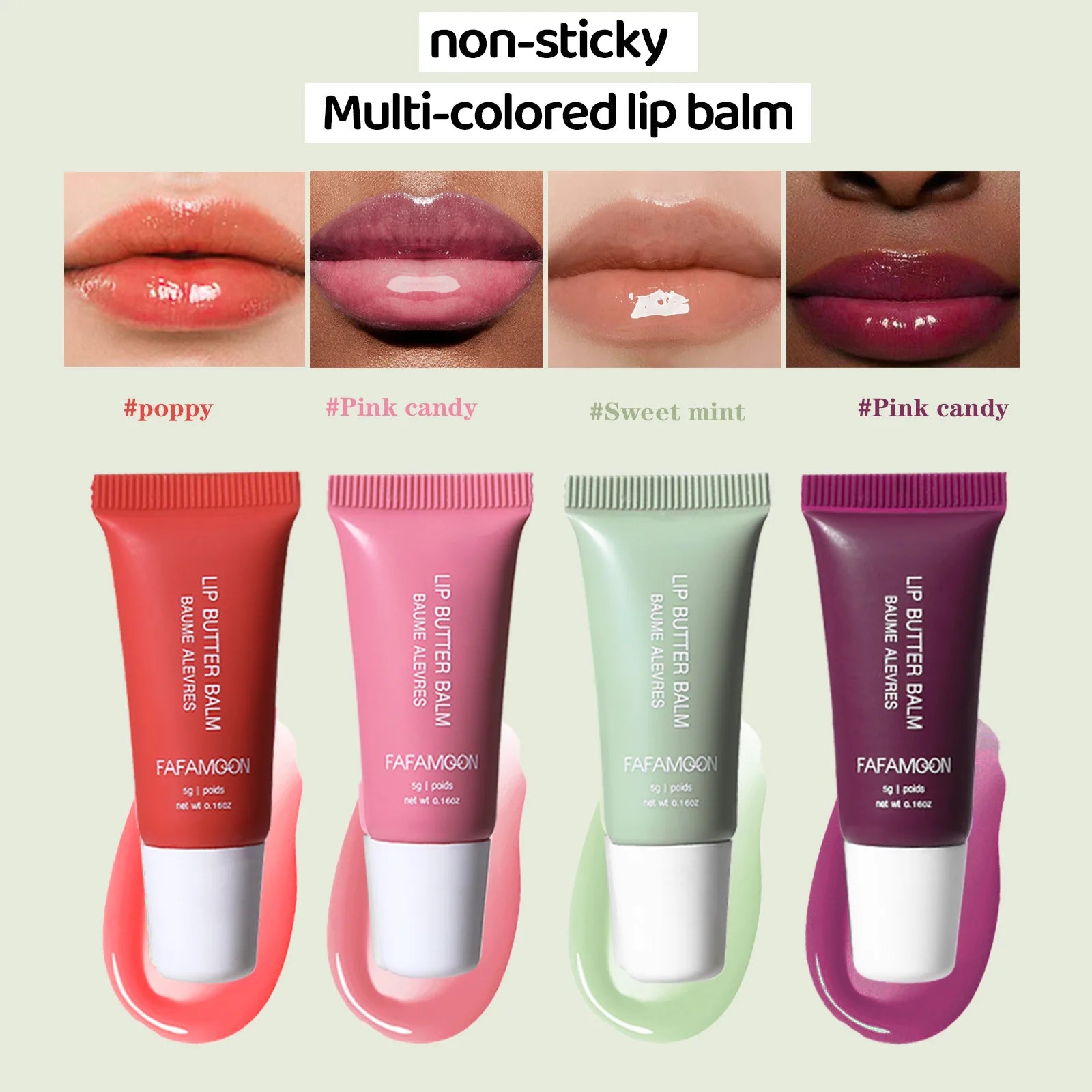 FAFAMON 4 Color Doodle Lip Butter Mirror Nourishing Lip Glaze Set Multicolor Plumping Lip Oil Moisturizing Glass Lip Oil Set