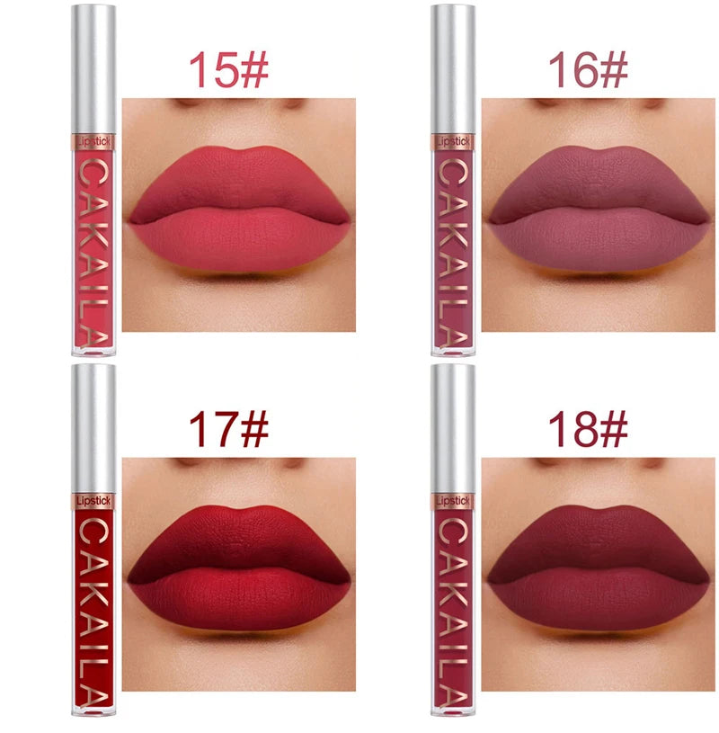 18 Colors Lipsticks Waterproof Sexy Matte Lip Gloss Women Makeup Long Lasting Red Pink Nude Liquid Lipstick Cosmetics