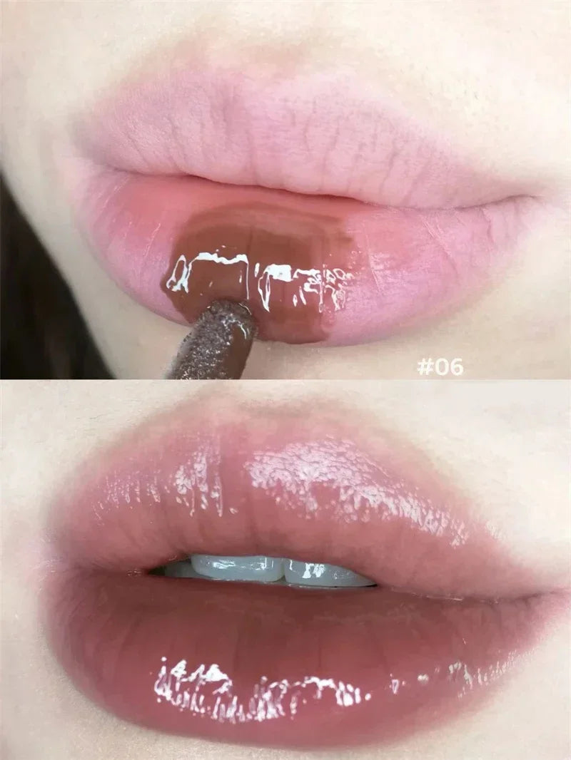 Punk Dark Brown Mirror Water Lip Gloss Red Lip Glaze Transparent Glass Lip Oil Waterproof Liquid Lipstick Clear Tint Makeup New