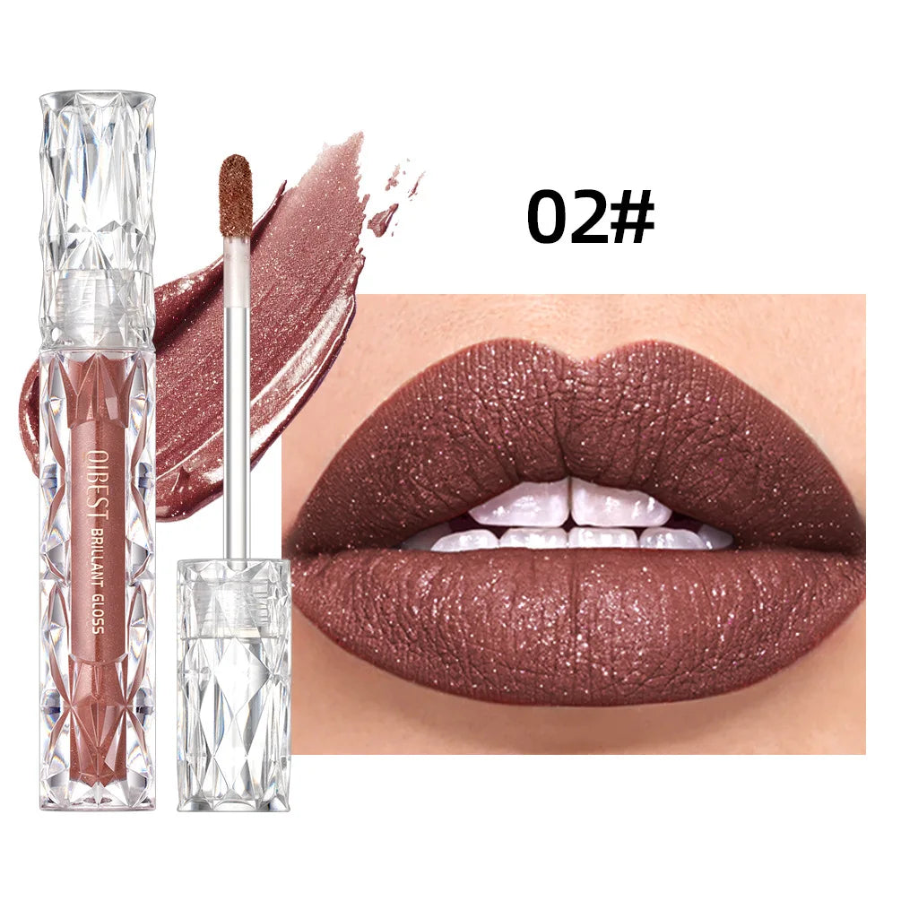 Diamond Shimmer Waterproof Lipgloss 10 Colors Liquid Lipstick Glitter Shiny Pearl Glaze Long Lasting Lip Tint Women Makeup