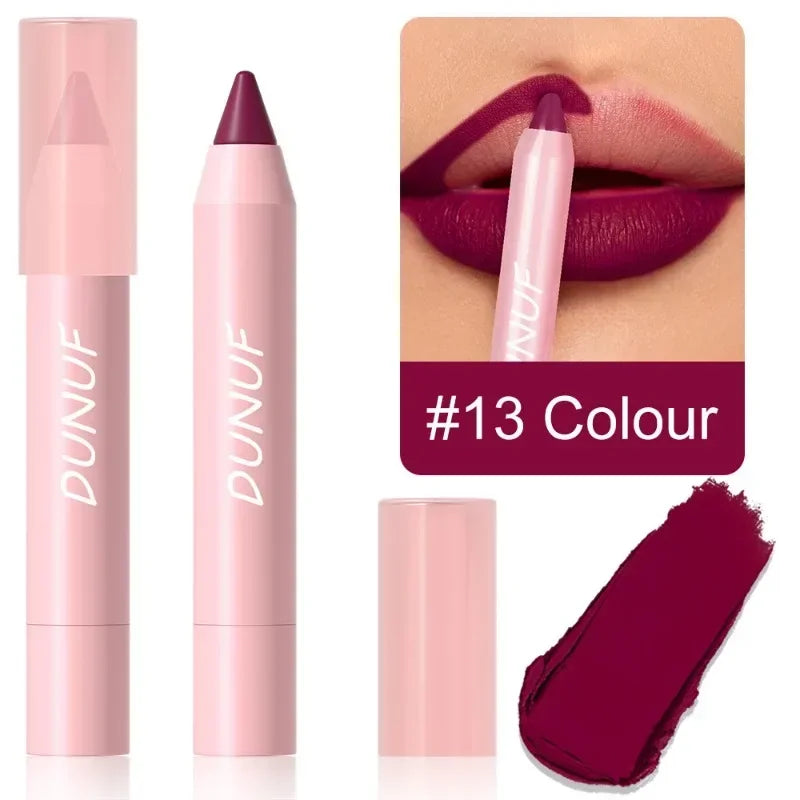 Sexy Dark Red Brown Lipstick Pencil Matte 18 Colors Lip Liner Crayons Rich Full Color Lip Tint Silky Natural Creamy Texture Pen