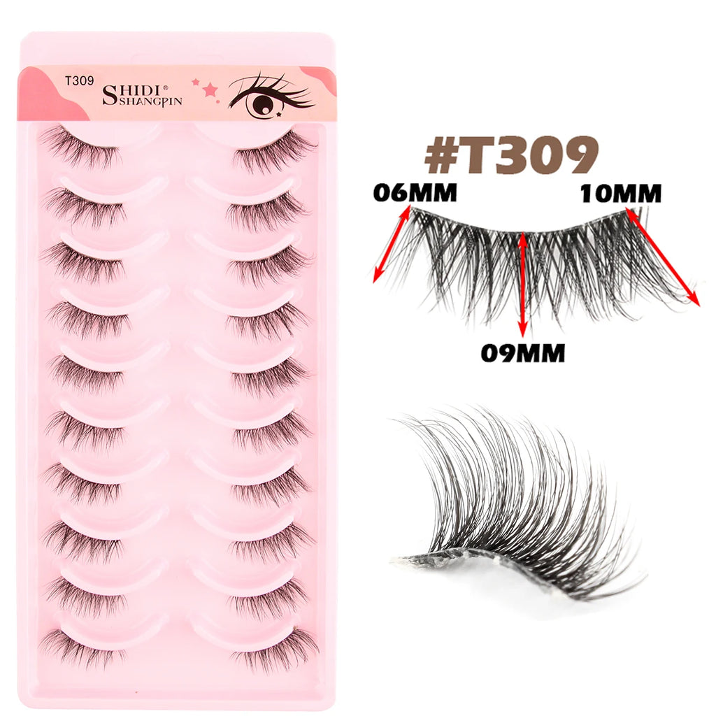 10 Pairs Natural Manga Lashes Soft Eyelashes Thick False Eyelashes Manga Eyelashes Daily Dating Makeup Eyelashes Lashes Wispy