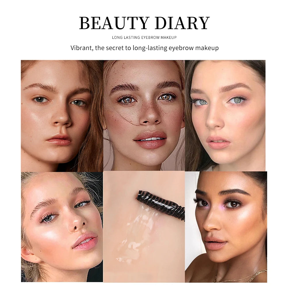 QIBEST Transparent Eyebrow Pomade Brow Natural Waterproof Long Lasting Creamy Texture Tinted Sculpted Brow Gel Set With Brush