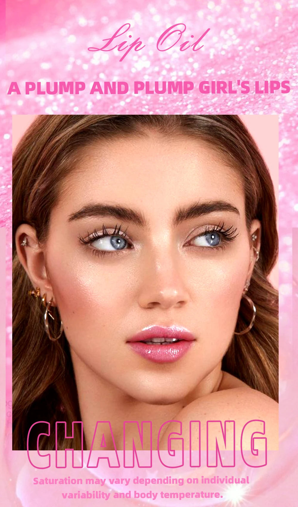QIBEST Lip Oil Magic Warm Color Changing Lipstick Balm Lip Glaze Transparent Moisturizing Lipgloss Shiny Glitter Lips Cosmetics