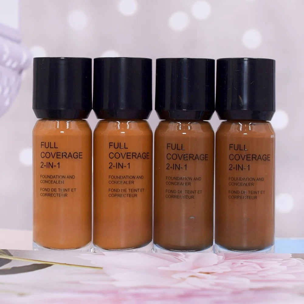 2-in-1 Foundation and Concealer Deep Flesh Color Liquid Foundation Makeup Moisturizing and Nourishing Wheat and Bronze Concealer